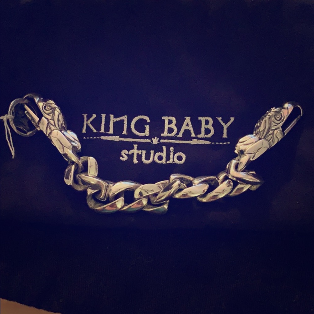 King baby silver hawk head bracelet